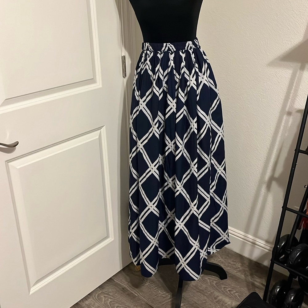 Beautiful blue and white maxi summer skirt